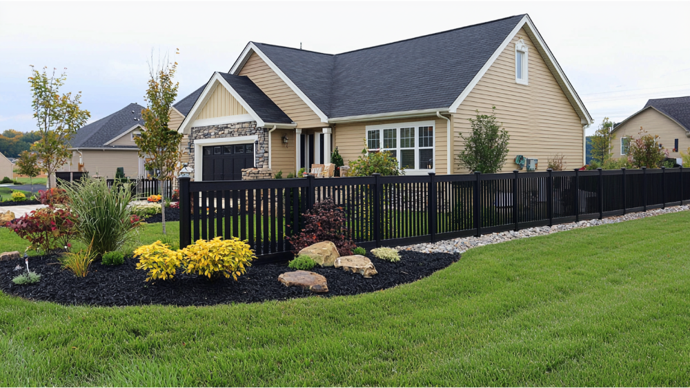 A vinyl fence around a home