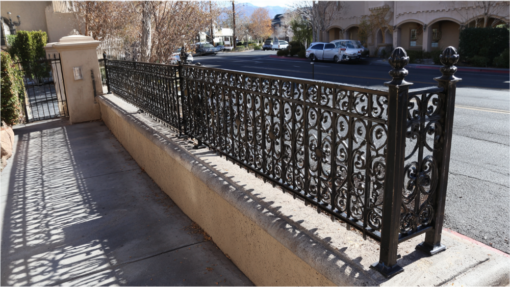decorative iron fence pannel installed