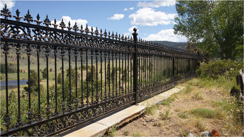 decorative iron fence pannel installed design idea