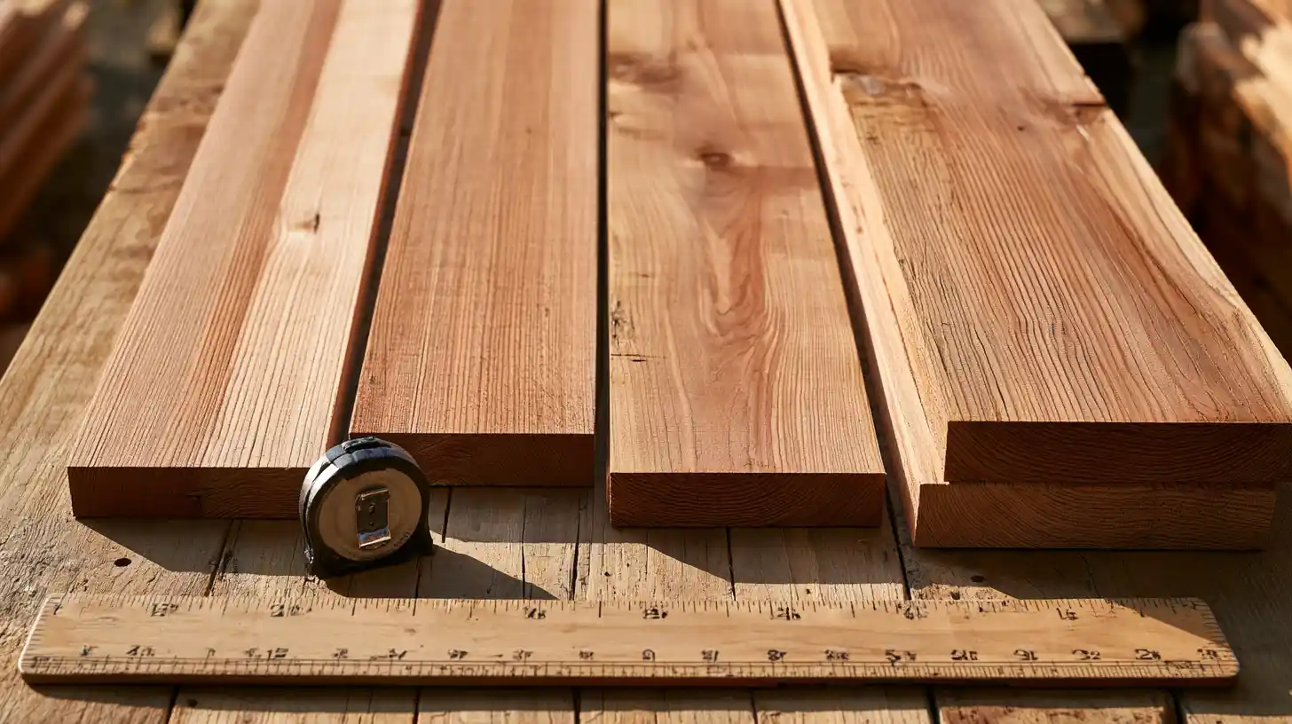 Cedar fence pickets in common sizes measured for width and thickness