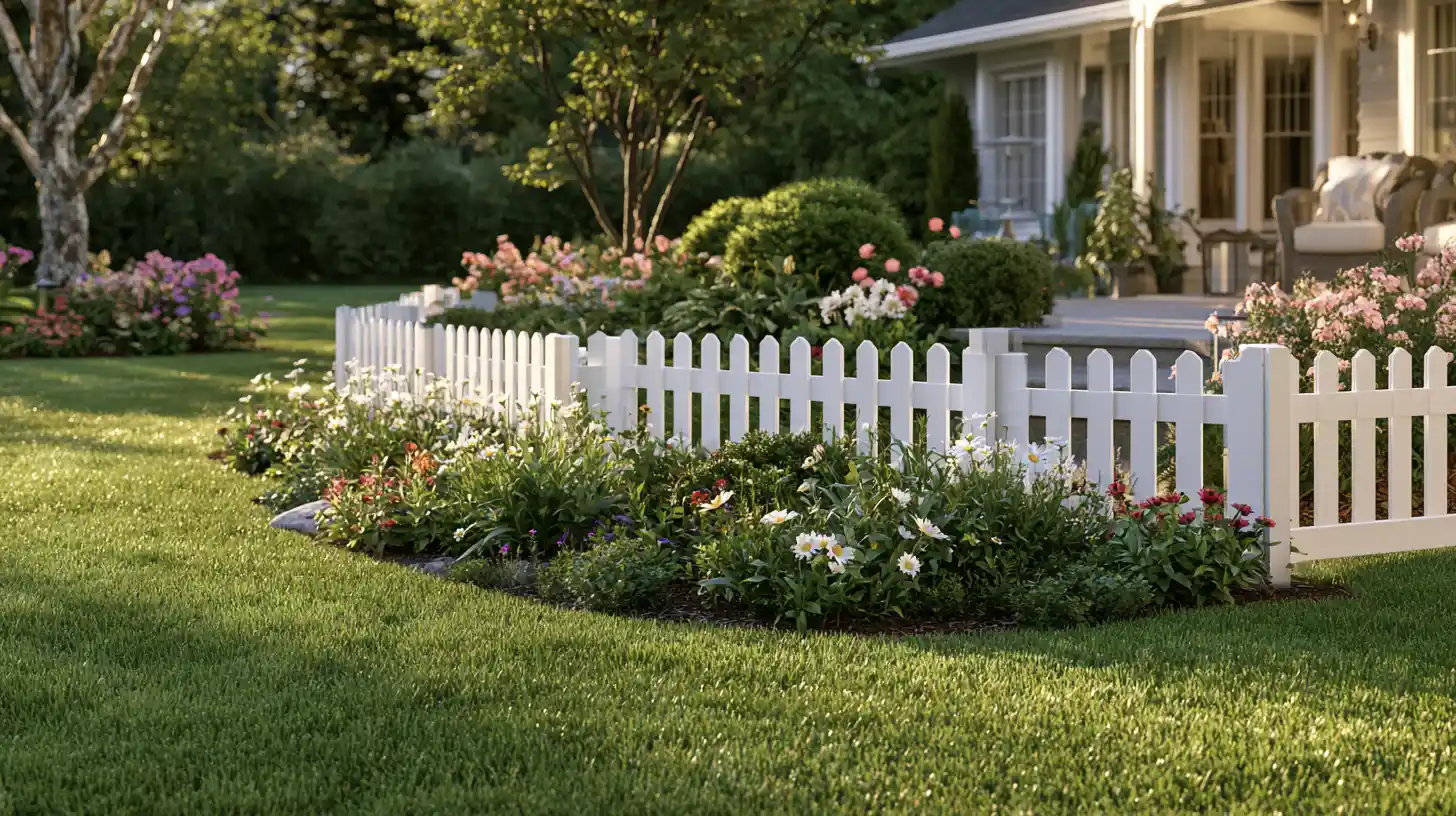 No-dig fence used as a decorative garden and yard boundary