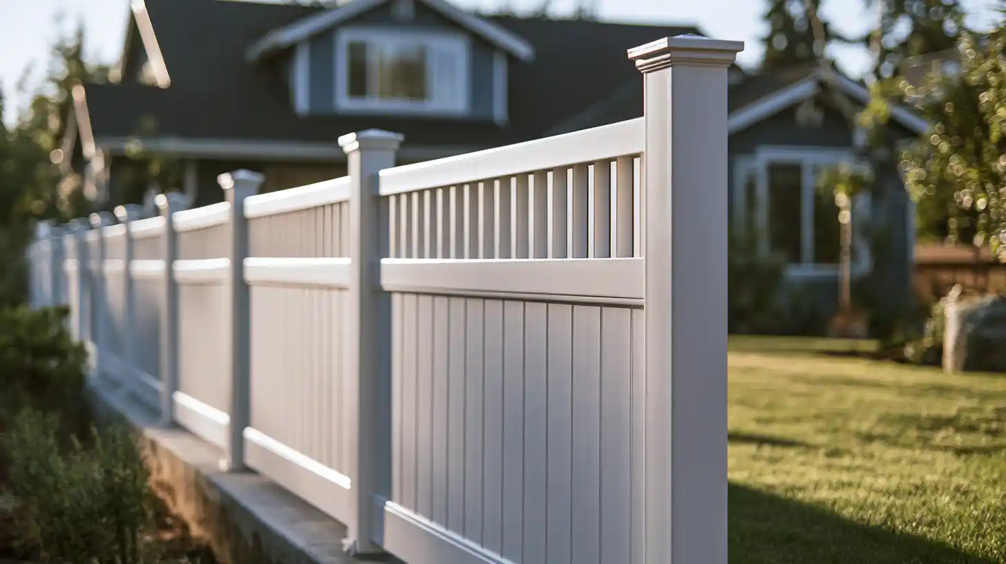 Professionally installed rigid PVC vinyl fence with properly set posts and structural components