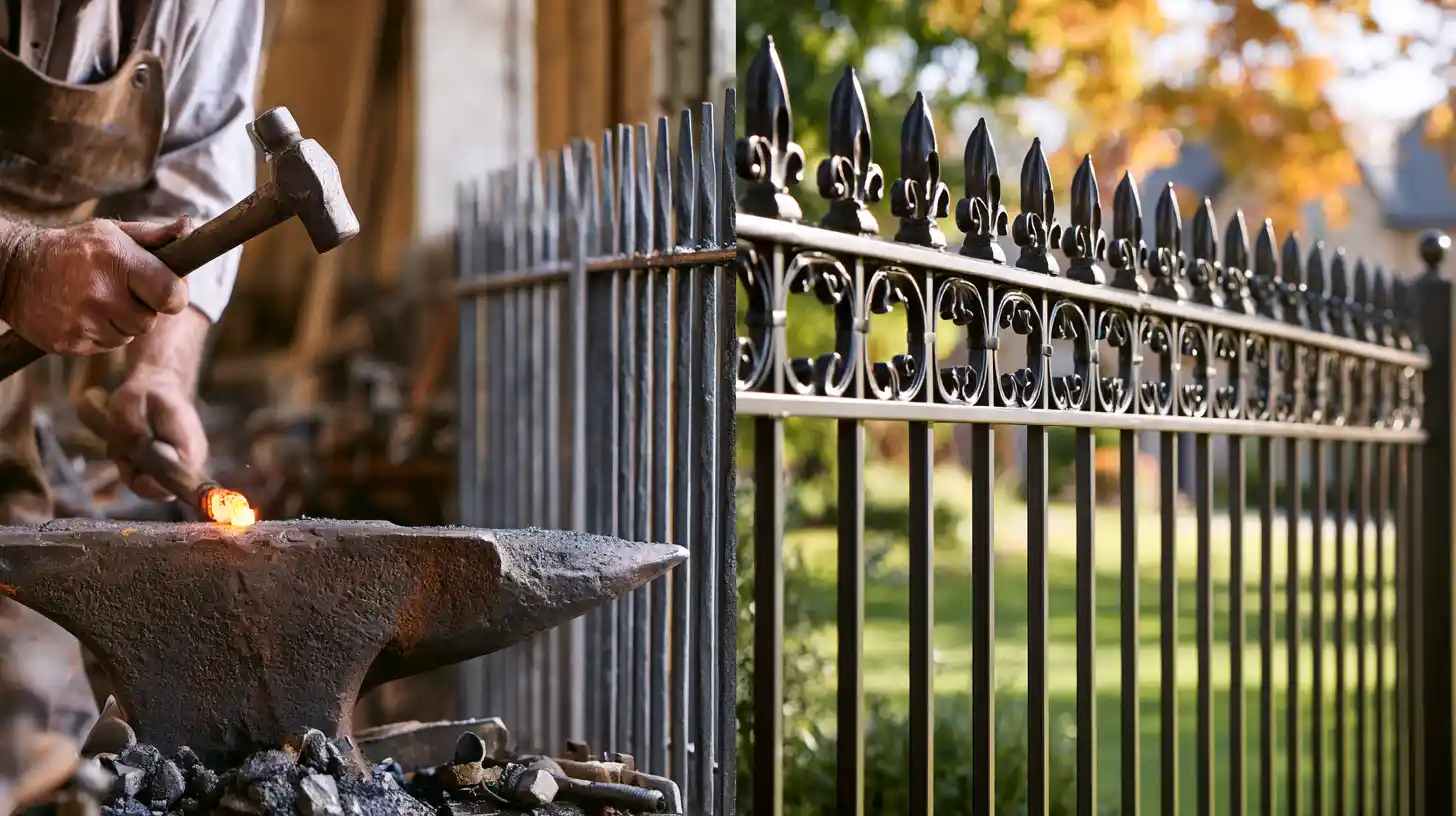 Traditional wrought iron craftsmanship compared with modern ornamental iron fencing