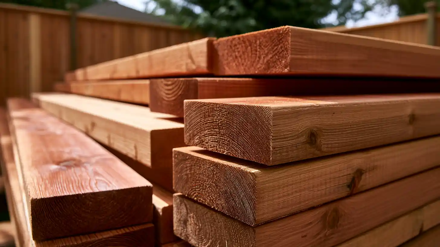 High-quality Western Red Cedar fence picket showing straight grain, tight knots, clean edges, and consistent thickness